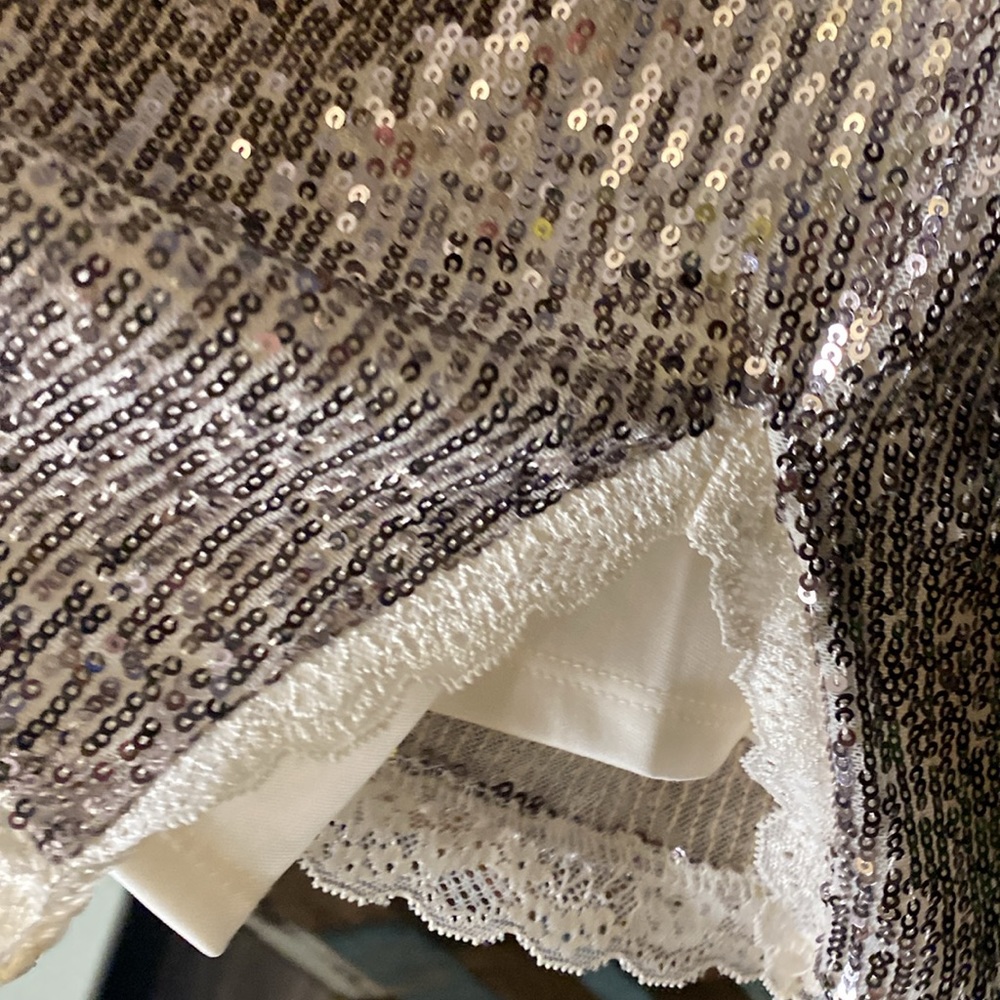 Wild fable silver sequins and lace trim stretchy dress - Picture 8 of 16